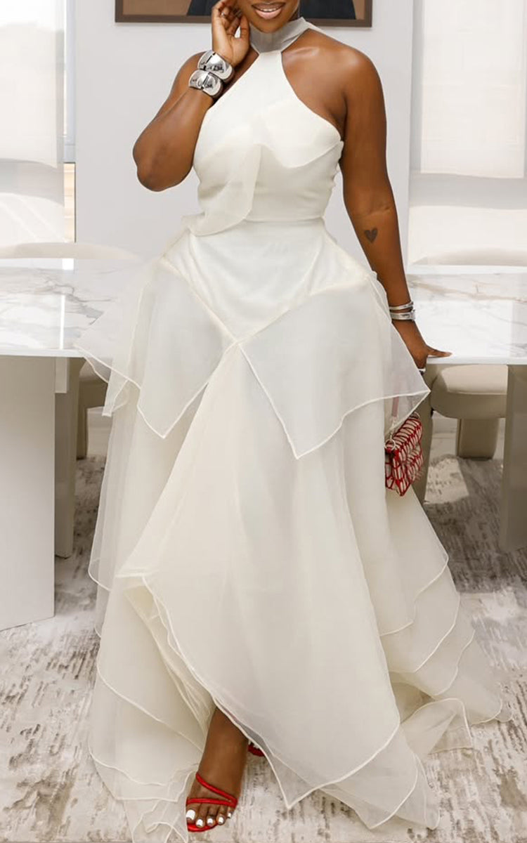 Robe élégante en maille patchwork à encolure ras-du-cou pour femme