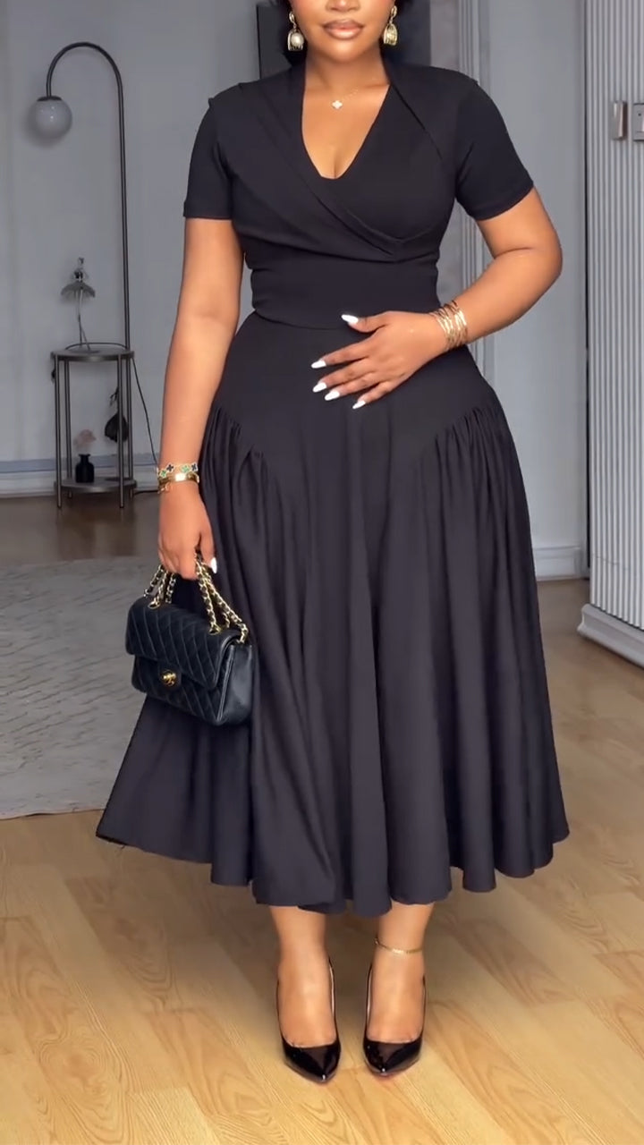 Robe décontractée élégante unie à col en V pour femme