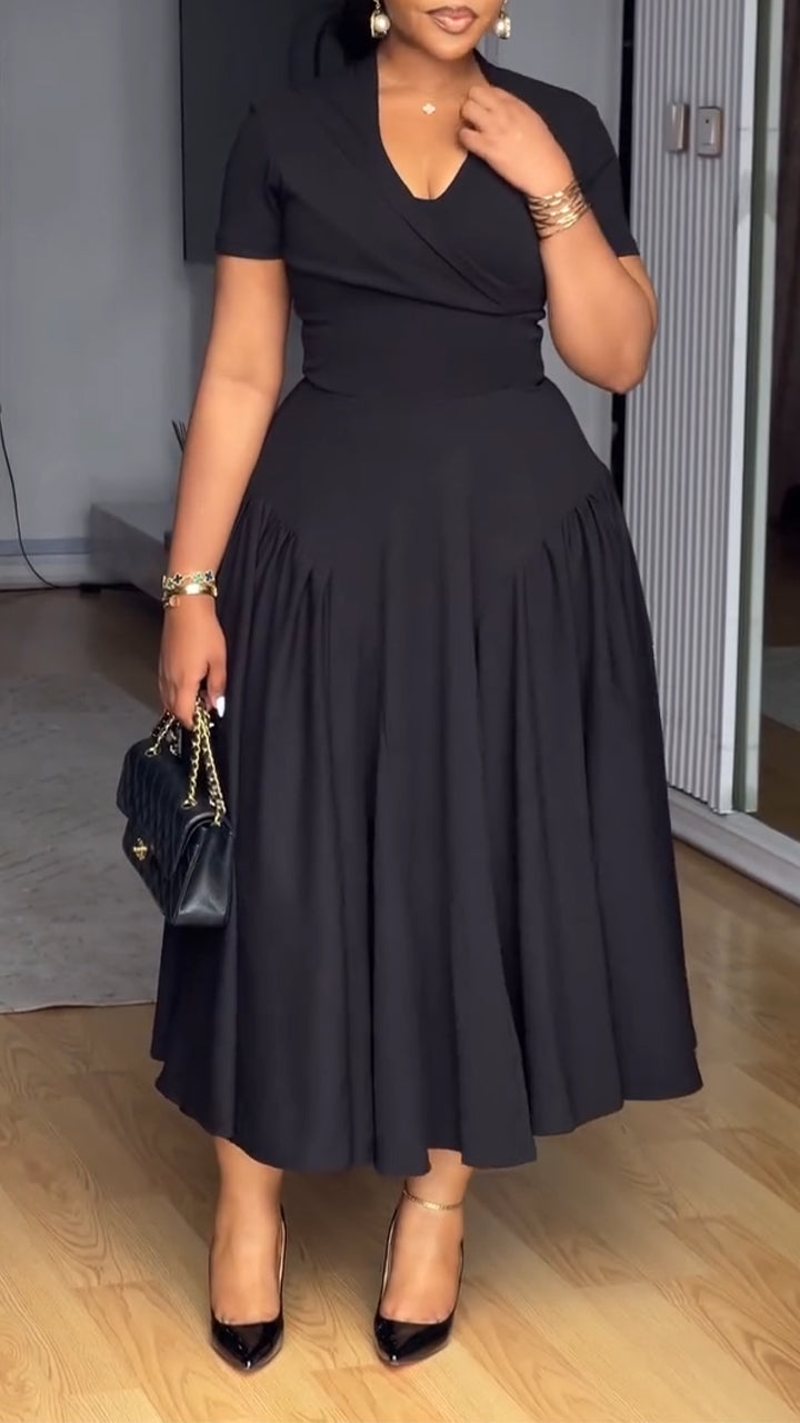 Robe décontractée élégante unie à col en V pour femme