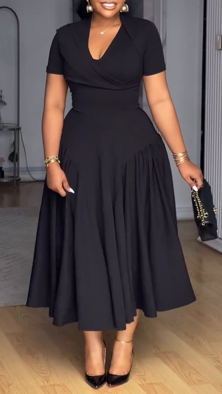 Robe décontractée élégante unie à col en V pour femme