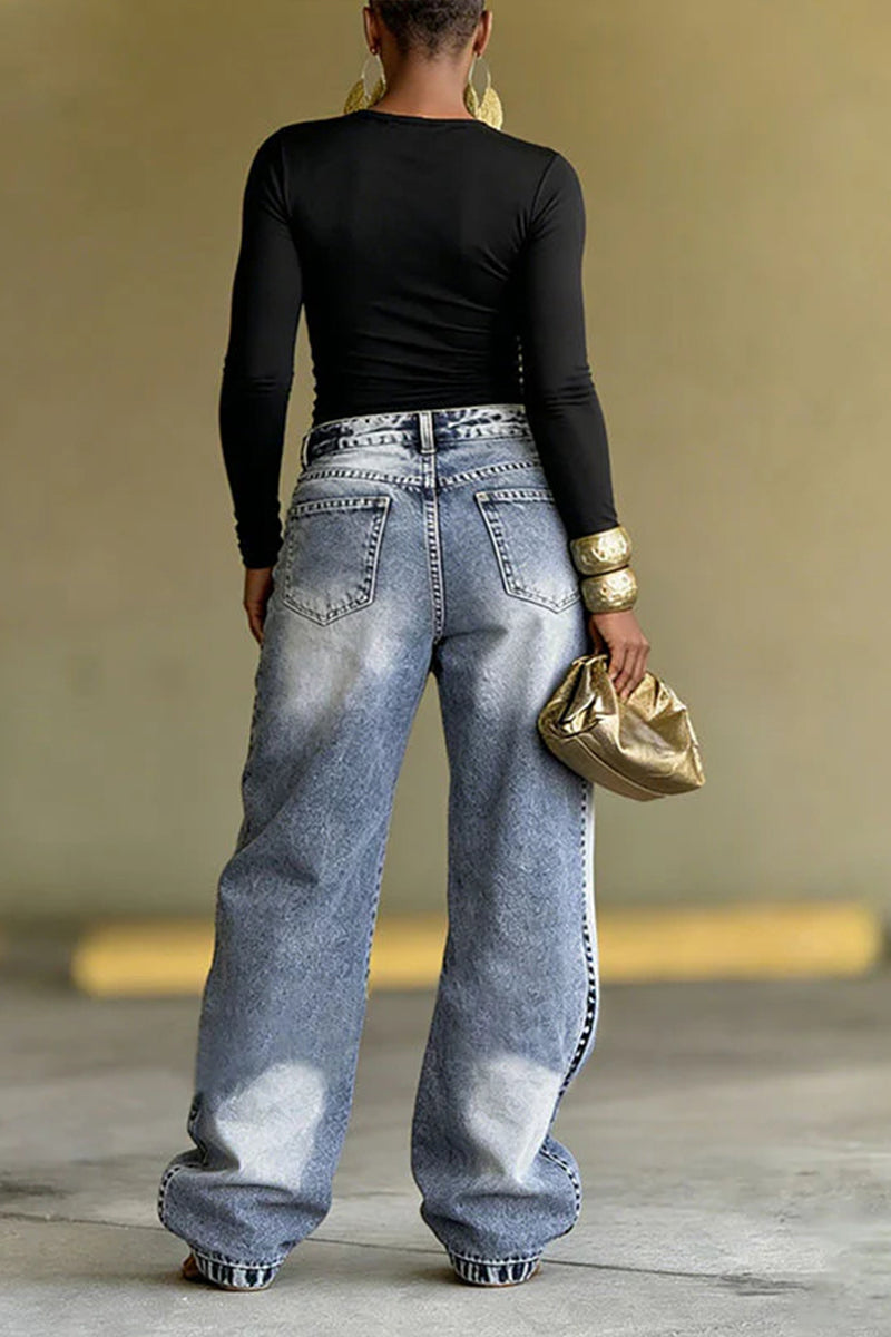 Jean asymétrique décontracté très tendance pour femme