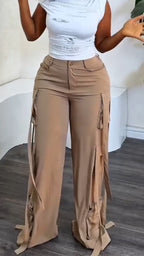 Ensemble décontracté haut à col diagonal et pantalon pour femme