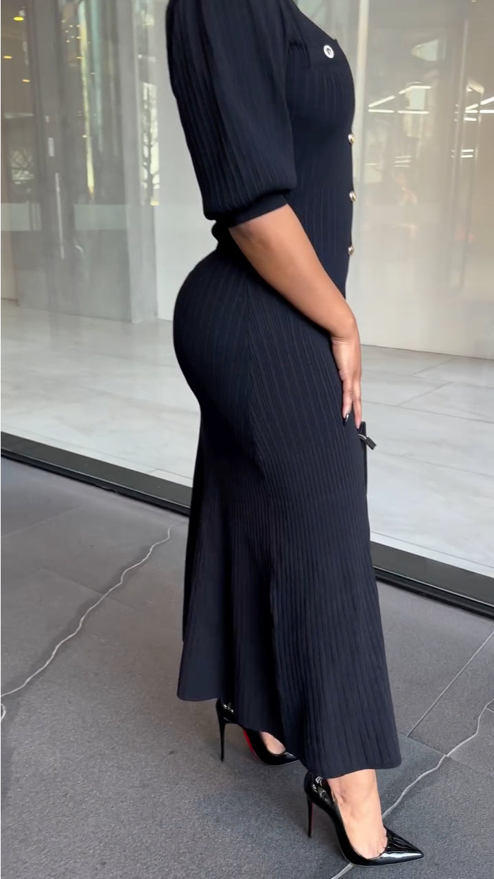Robe mi-manches de style citadin à col pour femmes