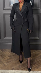 Robe Longue Élégante pour Femme avec Col Revers