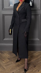 Robe Longue Élégante pour Femme avec Col Revers