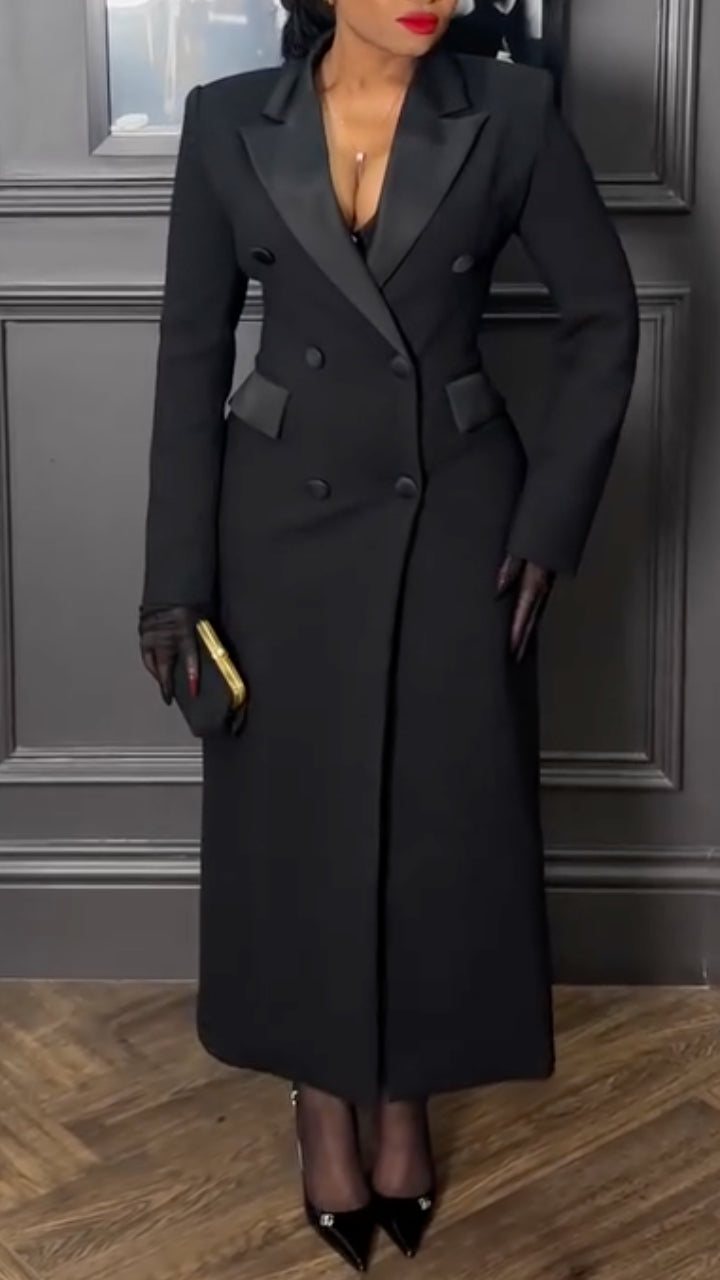 Robe Longue Élégante pour Femme avec Col Revers