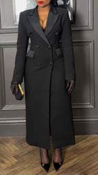 Robe Longue Élégante pour Femme avec Col Revers