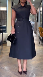 Women Collar Buckle Elegant Temperament Dress