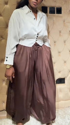 Ensemble décontracté chemise à col et pantalon pour femme