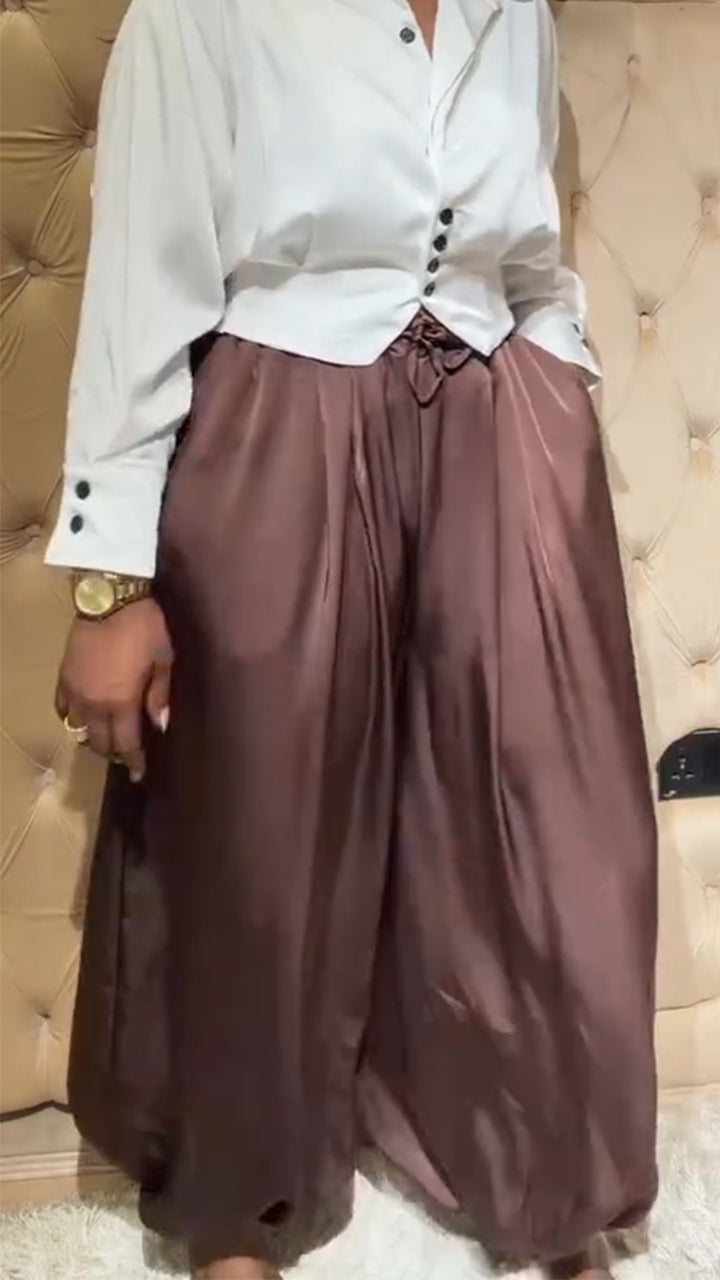 Ensemble décontracté chemise à col et pantalon pour femme