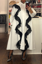 Robe chemise ample best-seller pour femme avec ourlet volanté