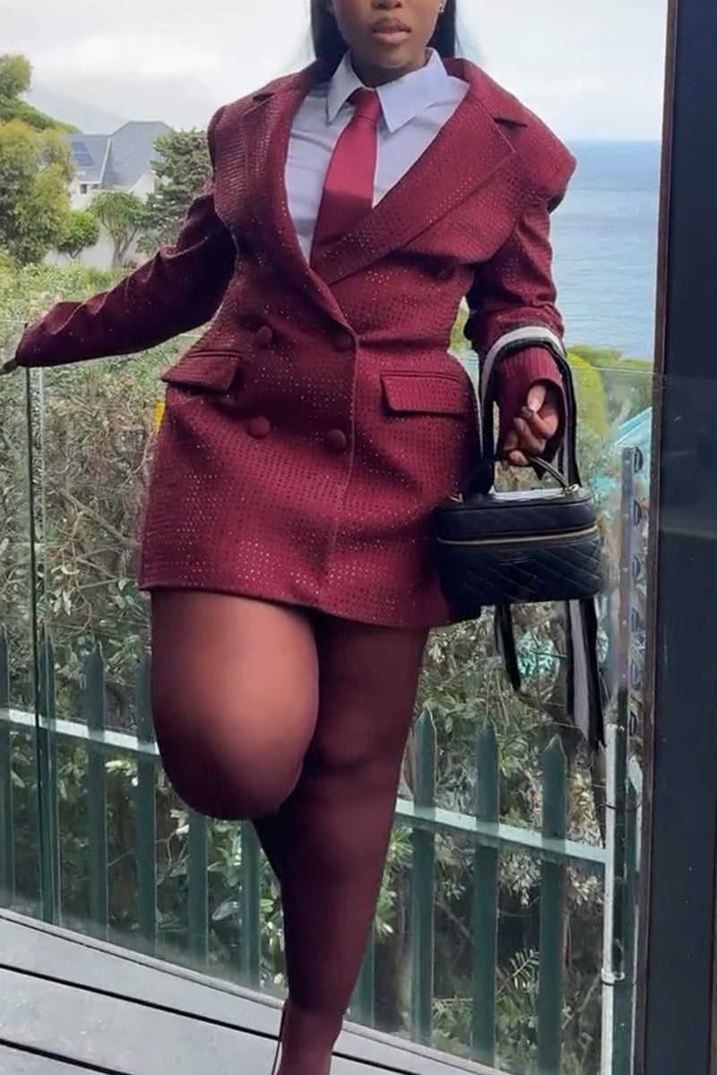 Veste de Costume Formelle à Col pour Femme, Estampage à Chaud, Diamants, Élégante, pour le Travail