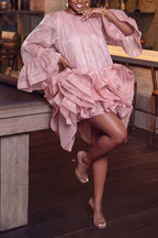 Robe romantique multicouche à ourlet étagé et manches à volants élégantes pour femmes