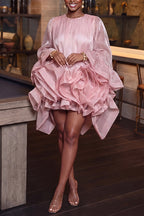 Robe romantique multicouche à ourlet étagé et manches à volants élégantes pour femmes
