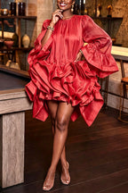 Robe romantique multicouche à ourlet étagé et manches à volants élégantes pour femmes
