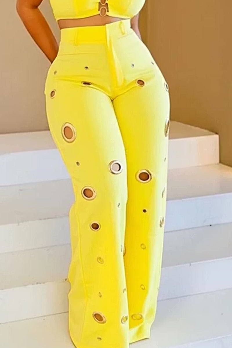 Haut court licou découpé pour femme idéal pour les vacances ou Pantalon ample découpé