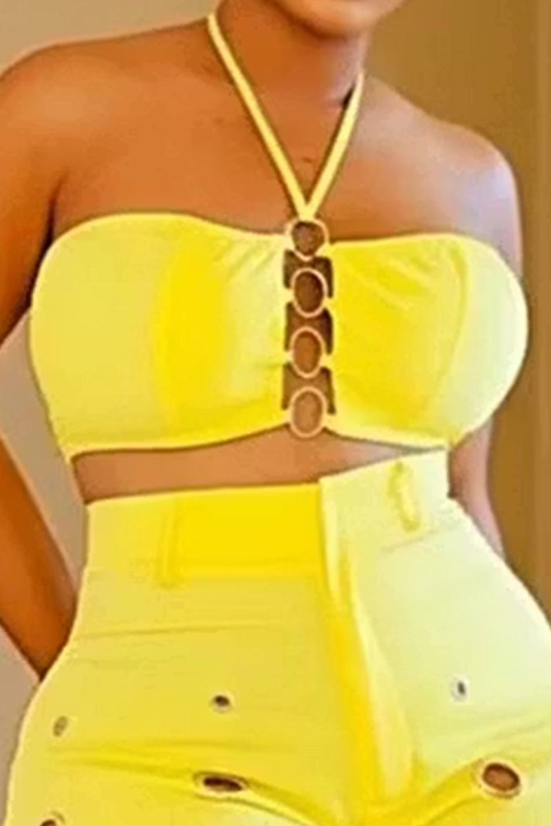 Haut court licou découpé pour femme idéal pour les vacances ou Pantalon ample découpé