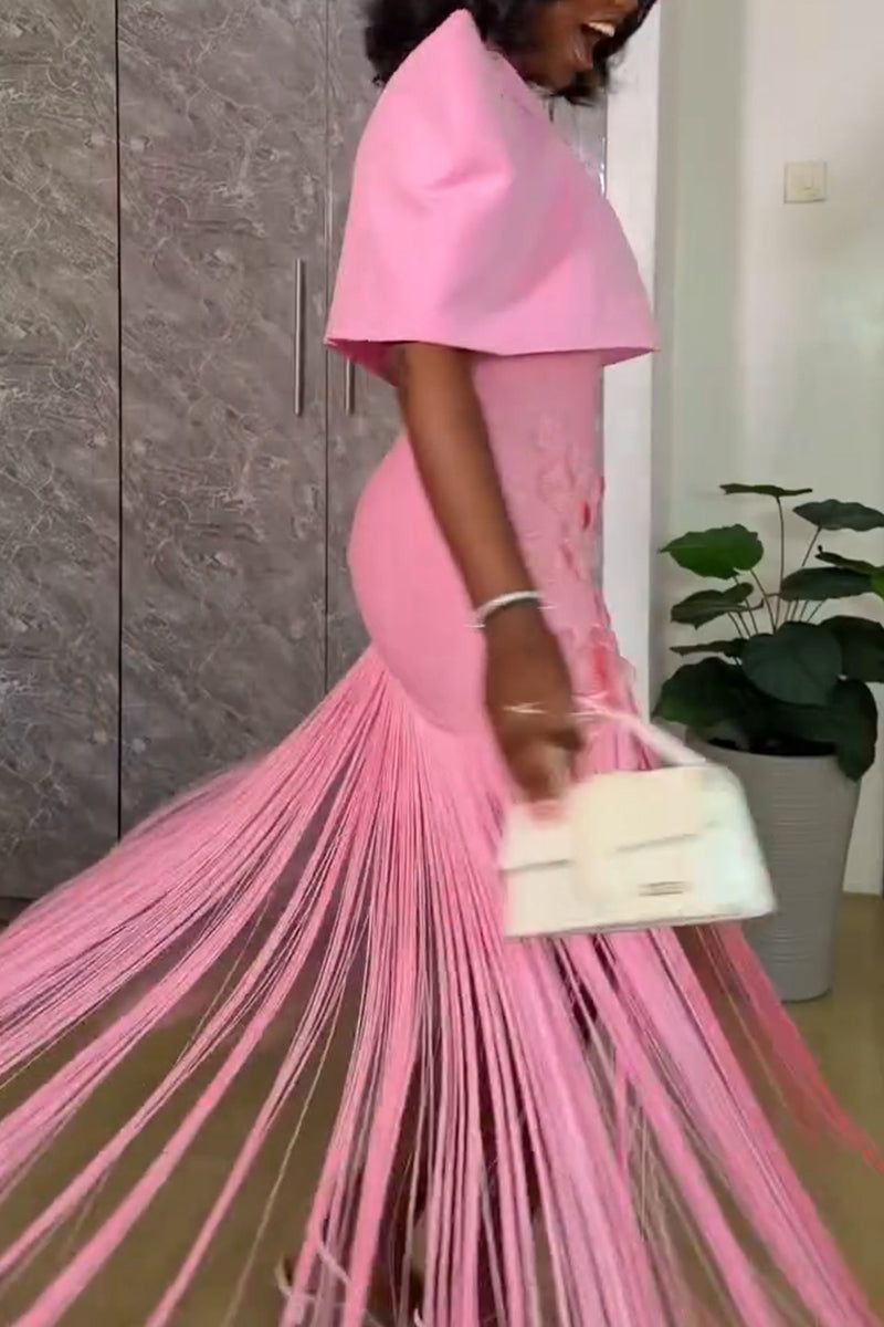 Robe longue deux pièces élégante à franges pour femme