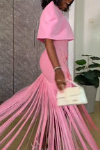 Robe longue deux pièces élégante à franges pour femme