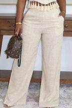 Haut court sans bretelles à ourlet frangé pour femme ou Pantalon large de ville