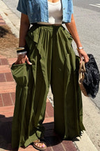 Pantalon ample large à poches, style urbain, pour femmes