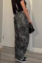Jean jogger imprimé style urbain pour femme avec poches multiples