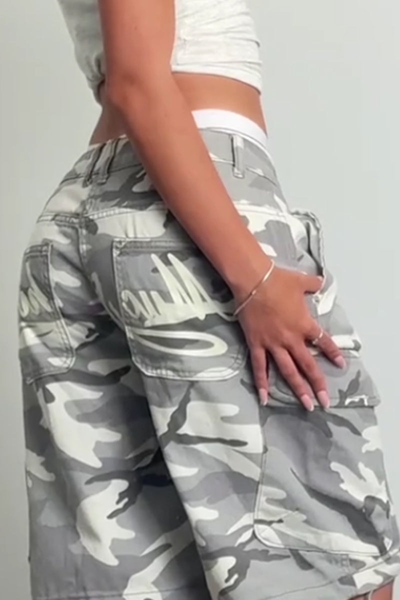 Pantalon large court imprimé à nouer à la taille pour femme