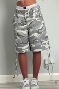 Pantalon large court imprimé à nouer à la taille pour femme