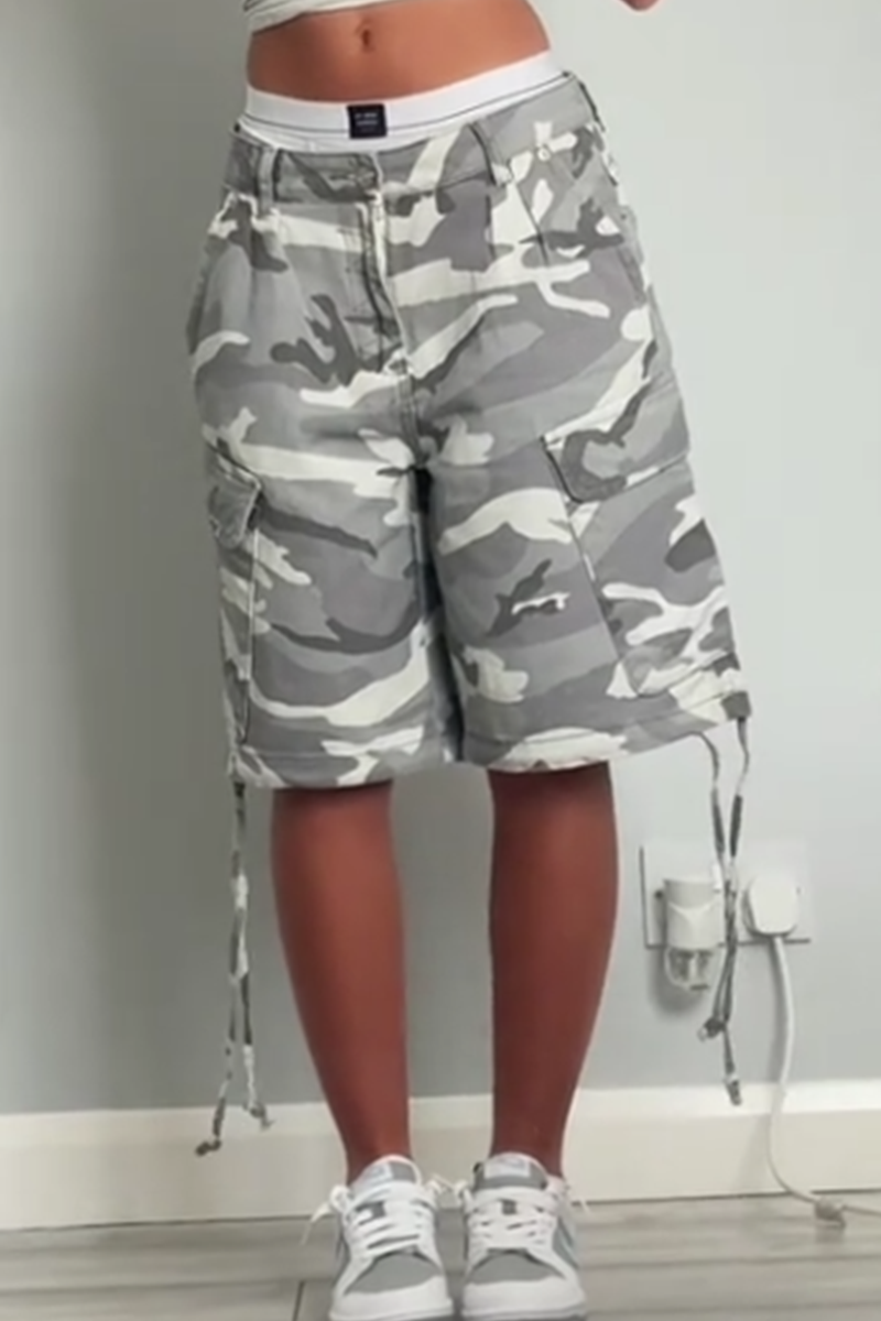 Pantalon large court imprimé à nouer à la taille pour femme