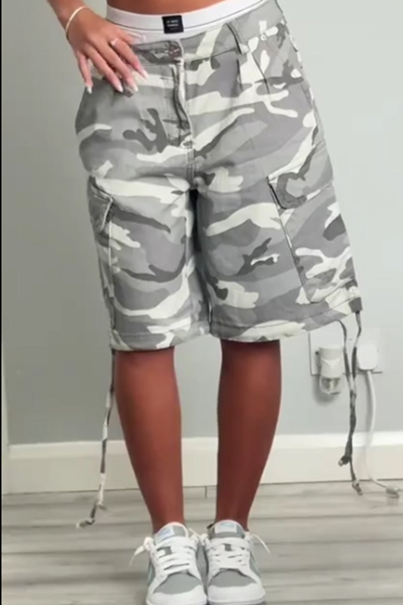 Pantalon large court imprimé à nouer à la taille pour femme