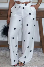 Haut court imprimé à volants avec lien à la taille pour femmes, idéal pour les trajets quotidi, ou Pantalon large imprimé avec poches