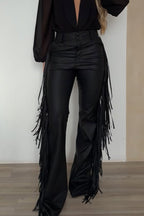 Pantalon en cuir tendance drapé sur le côté pour femme