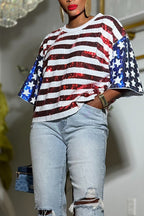 T-shirt ample et décontracté à paillettes pour femme
