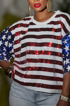 T-shirt ample et décontracté à paillettes pour femme