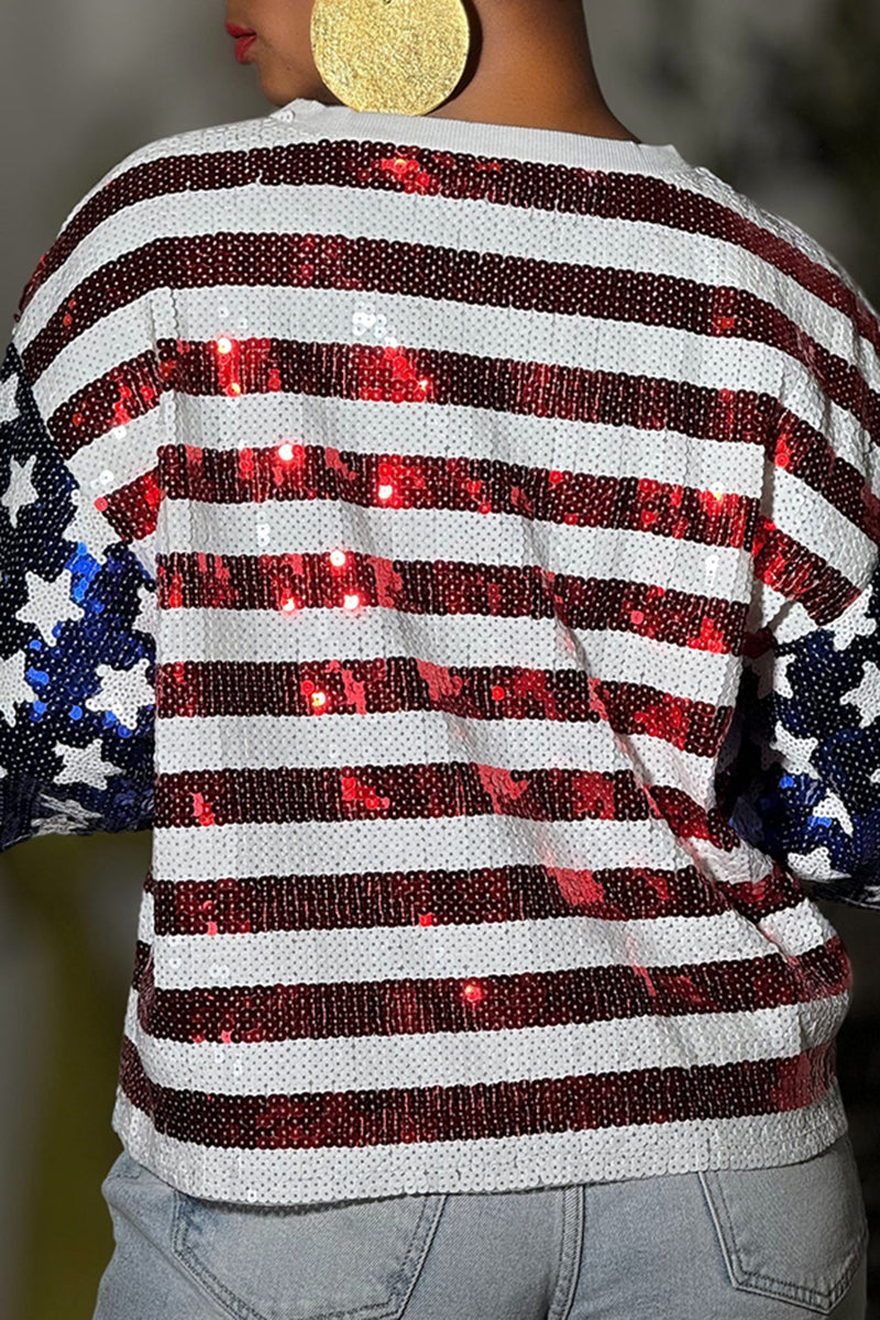 T-shirt ample et décontracté à paillettes pour femme