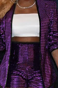 Costume d'affaires à manches longues à sequins pour femme ou short ample