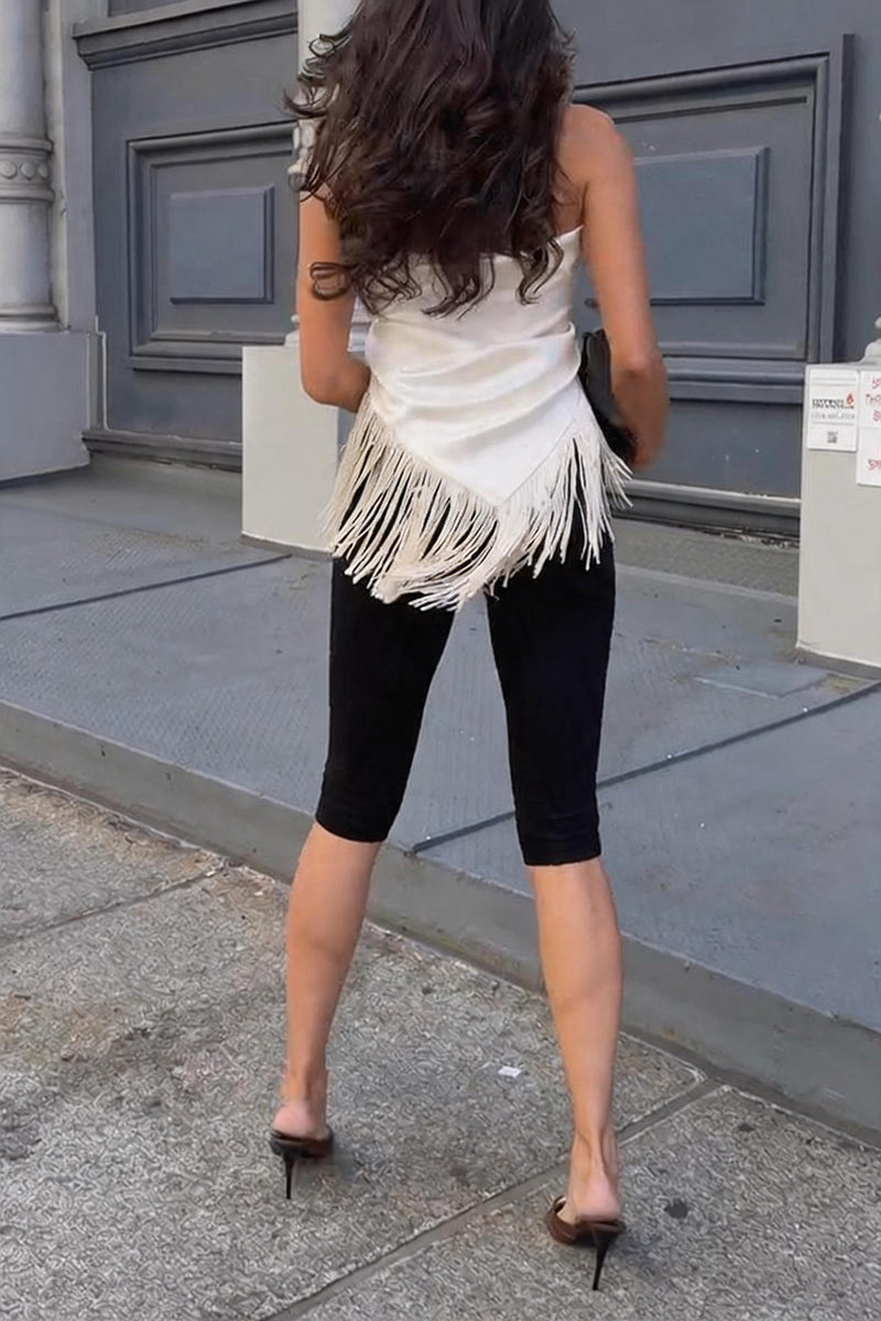Gilet élégant à col licou et ourlet drapé pour femme