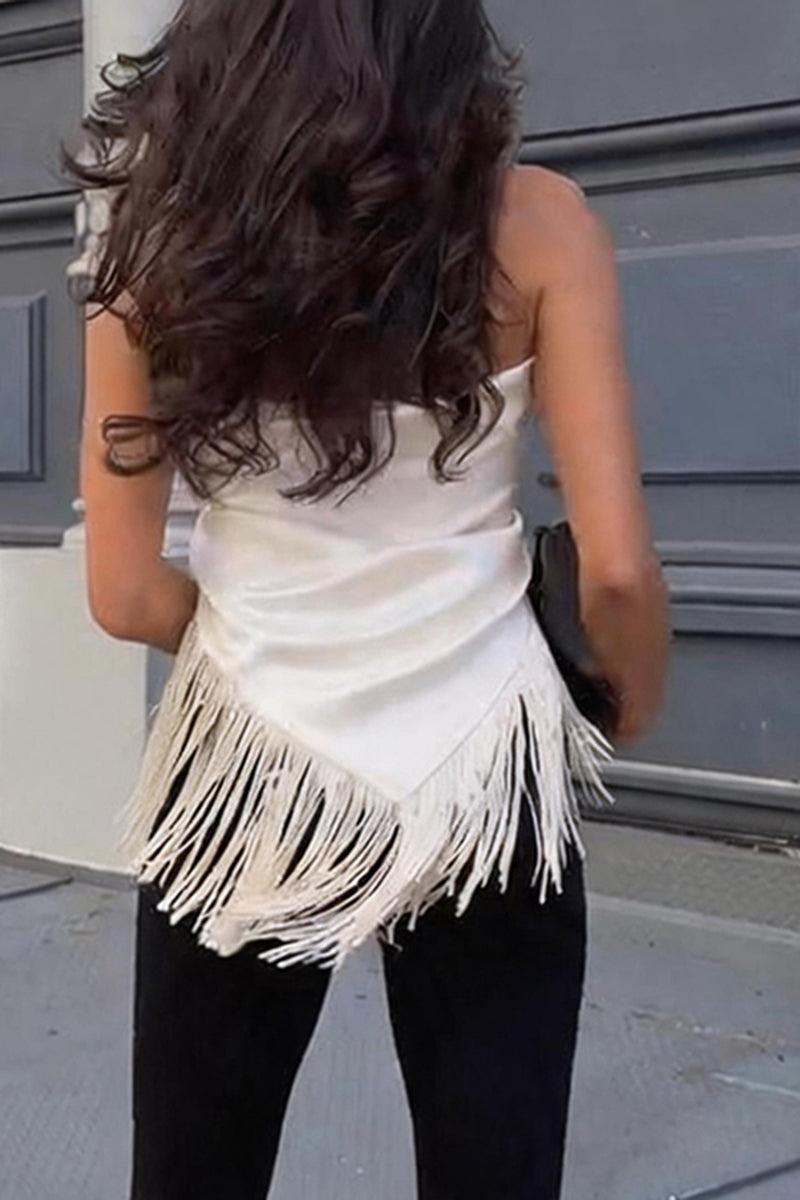 Gilet élégant à col licou et ourlet drapé pour femme
