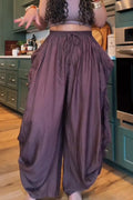 Pantalon décontracté ample à taille élastique et jambes larges pour femme
