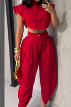 Short ample pour femme avec haut de vacances à taille ajustée ou pantalon large effilé
