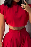 Short ample pour femme avec haut de vacances à taille ajustée ou pantalon large effilé
