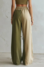 Pantalon décontracté large femme à blocs de couleurs