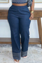 Haut de vacances sexy sans bretelles, ajusté, imprimé color block, ou pantalon large color block pour femme
