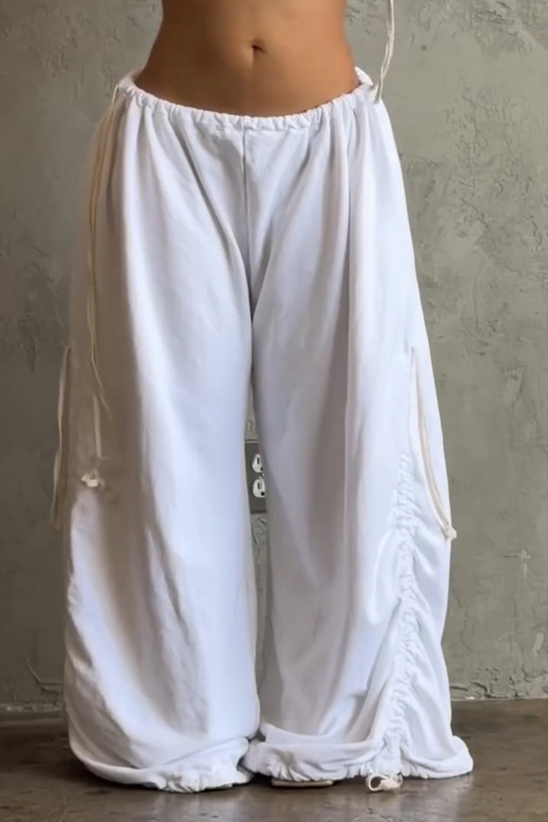 Pantalon décontracté ample pour femme avec cordon de serrage à la taille et à l'ourlet