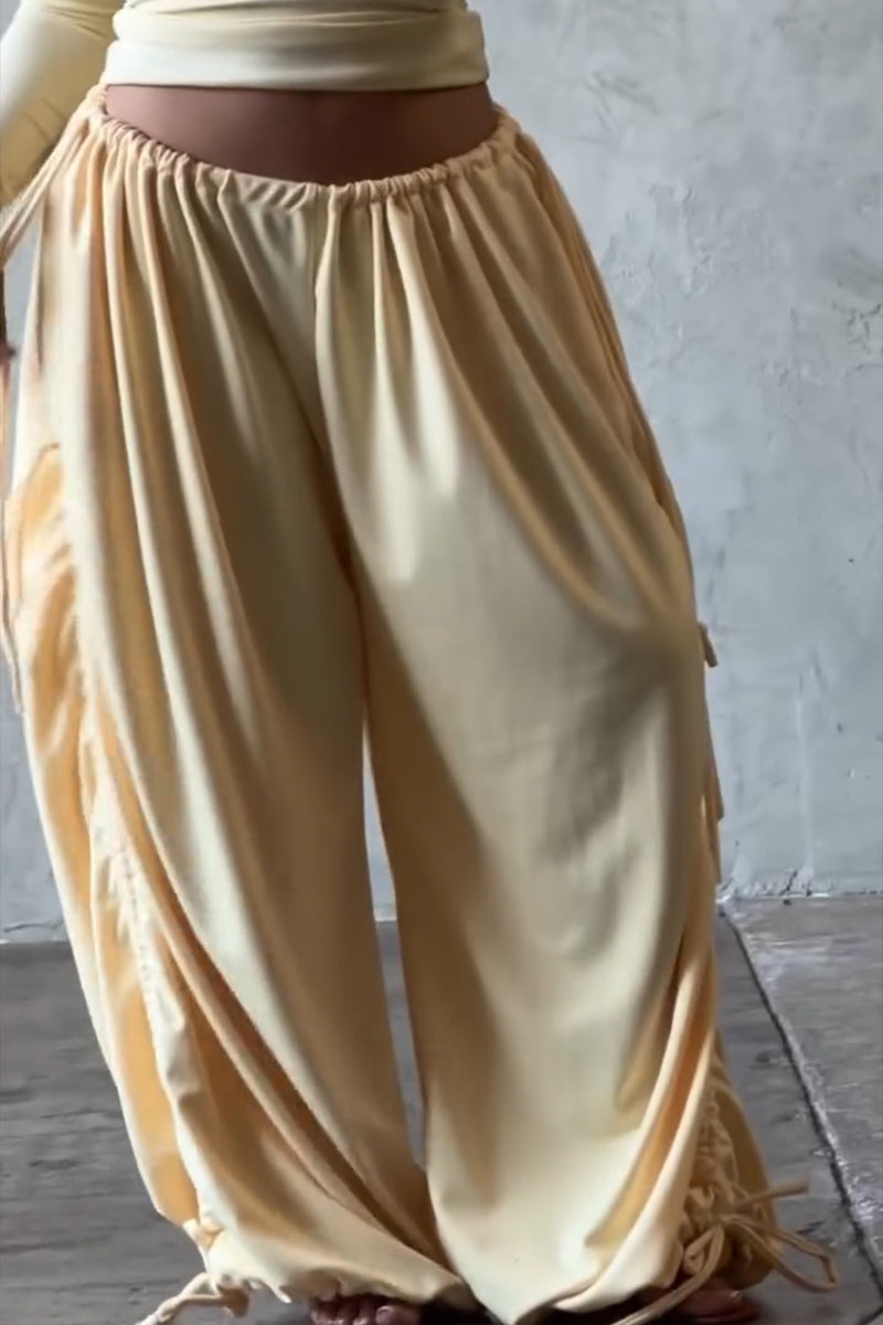 Pantalon décontracté ample pour femme avec cordon de serrage à la taille et à l'ourlet