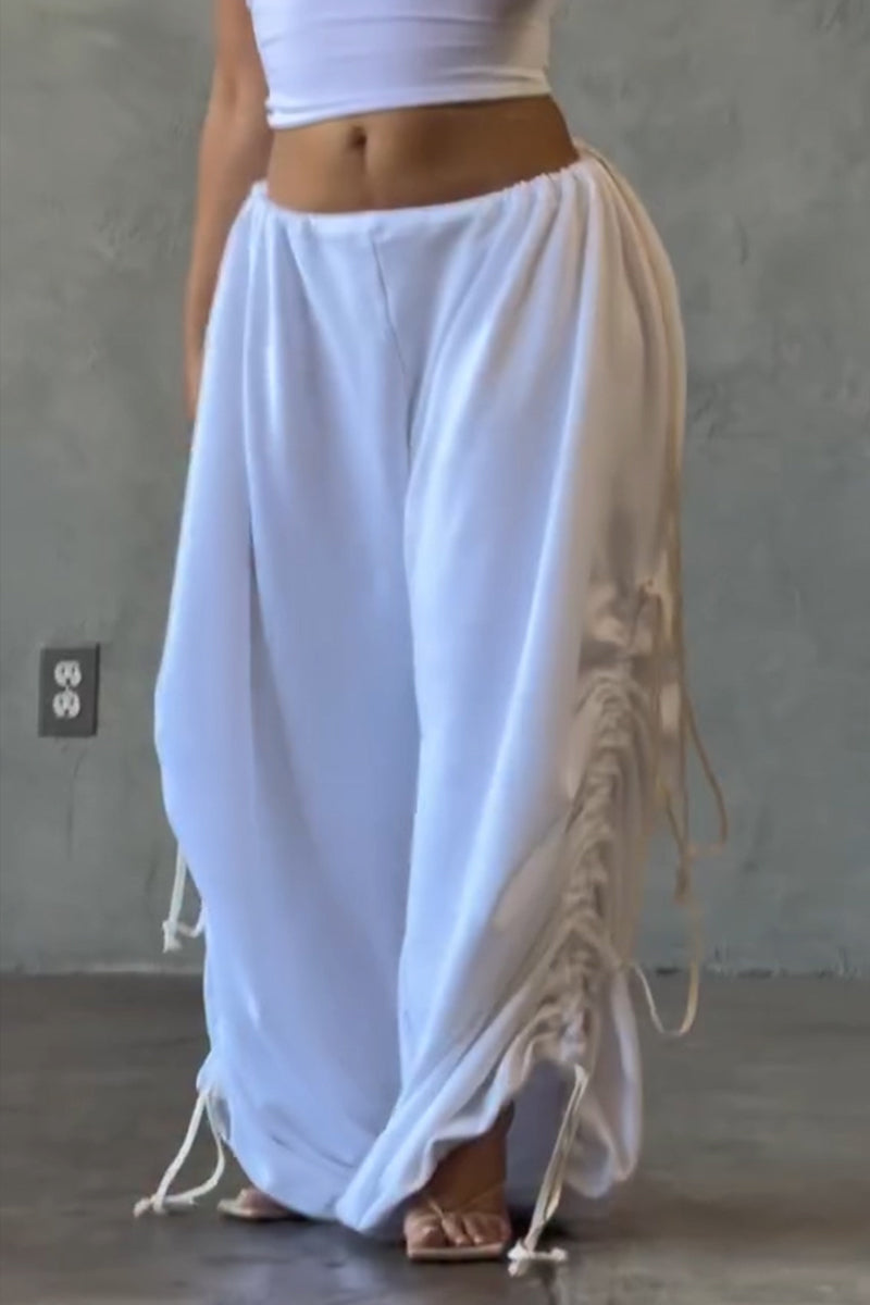 Pantalon décontracté ample pour femme avec cordon de serrage à la taille et à l'ourlet