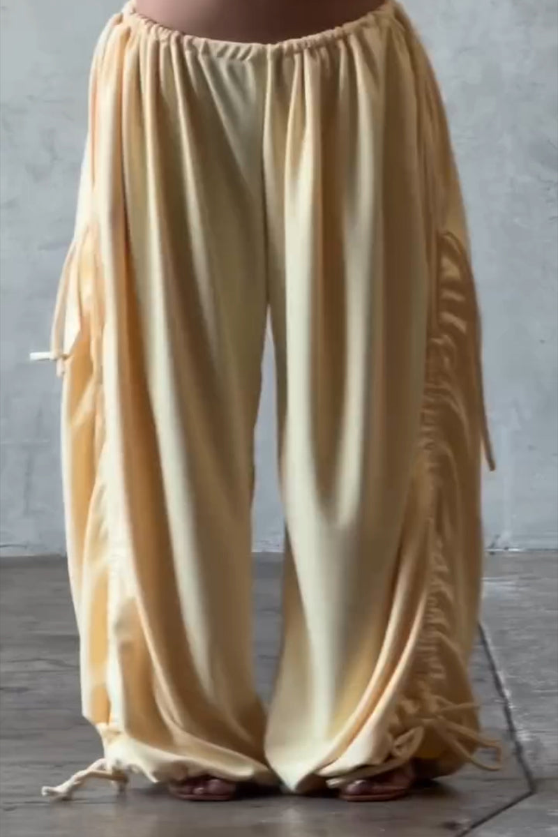 Pantalon décontracté ample pour femme avec cordon de serrage à la taille et à l'ourlet