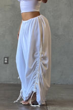 Pantalon décontracté ample pour femme avec cordon de serrage à la taille et à l'ourlet