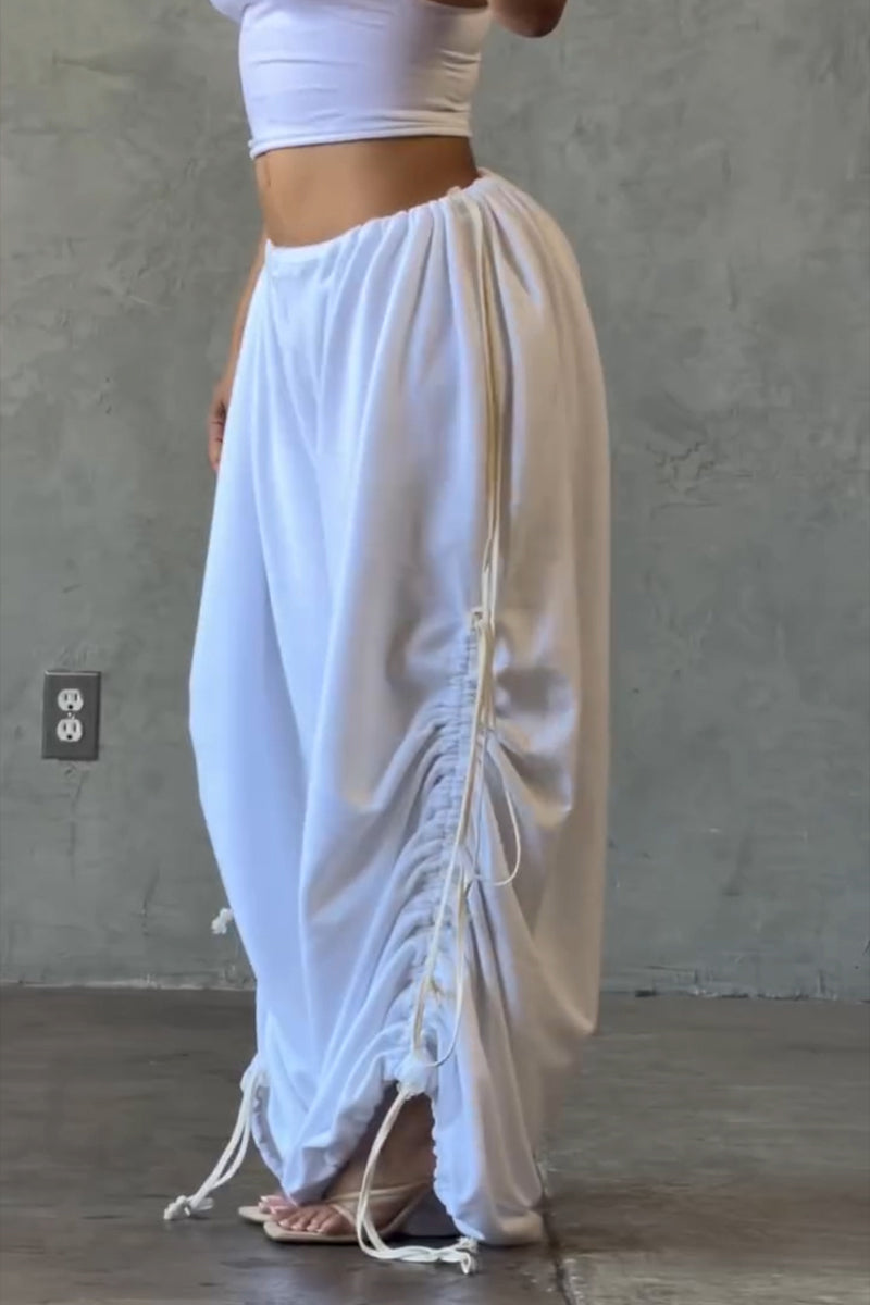 Pantalon décontracté ample pour femme avec cordon de serrage à la taille et à l'ourlet
