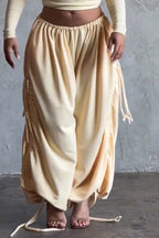 Pantalon décontracté ample pour femme avec cordon de serrage à la taille et à l'ourlet